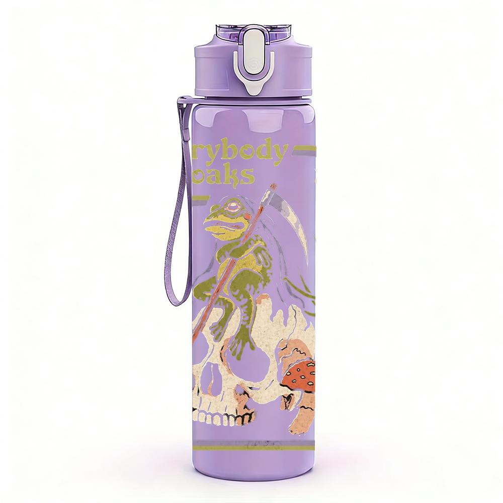 1PC Vintage Floral Frame Retro Character Print 750ml Portable Sports Water Bottle Leakproof Gym Outdoor Travel Drink Cup