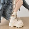 Retro White British Thick Heel Platform Martin Boots Women's 2025 New Autumn Small Height Increase Short Boots