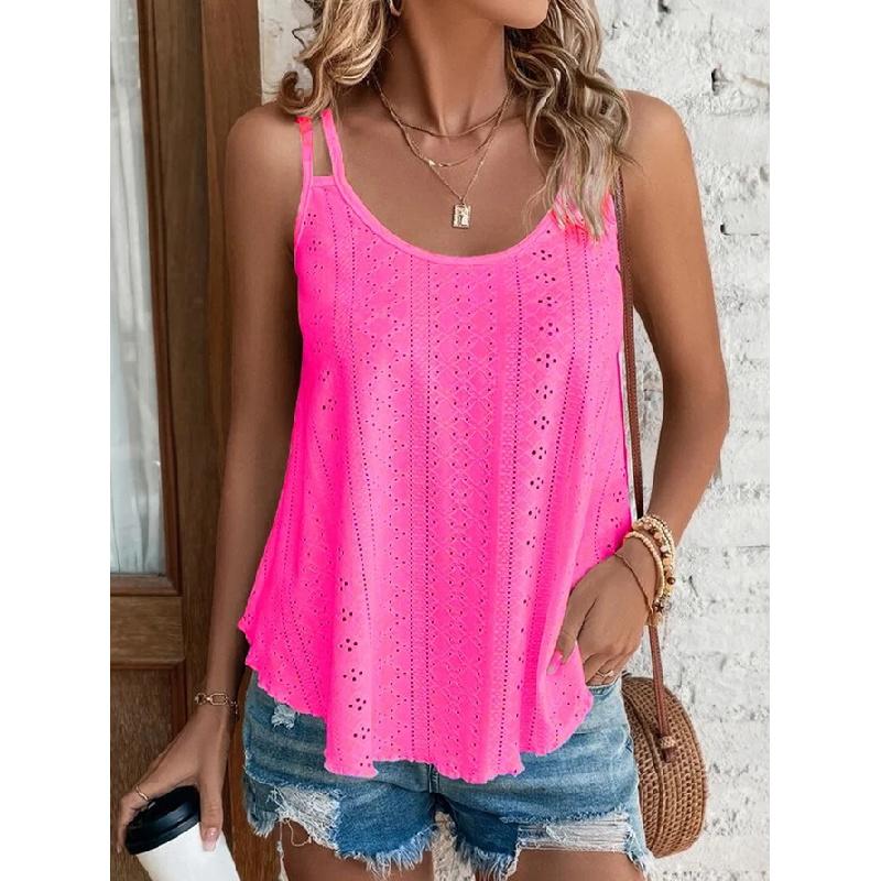 2026 Women's Double-Shoulder Strap Vest with Round Neck and Jacquard Pattern, Sleeveless Base Shirt