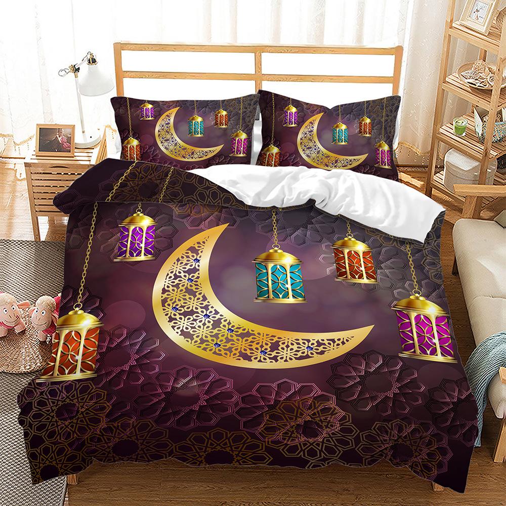 Quilt Cover Three-Piece Good Night Series Star Moon Pillowcase Digital Printing Bedding