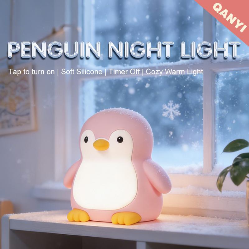 Penguin Night Light Couple Gift, Cute Desk Decoration, Soft Silicone Sleep Companion Light, Birthday, Valentine's Day.