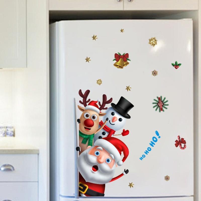 Christmas Window Stickers Santa Claus Reindeer Snowman Stickers Clings Decoration for Glass Christmas Decals Decorations
