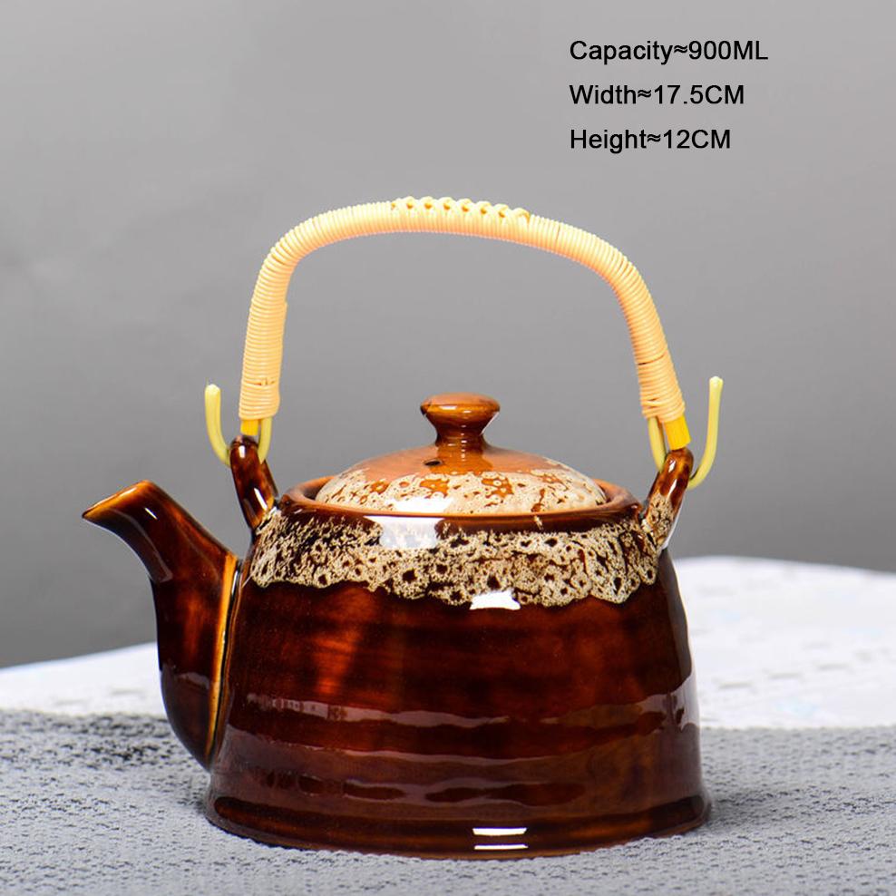 

Керамический чайник с изменением цвета при обжиге, Чайник с большой ручкой и отверстиями для фильтрации, Заварочный чайник для дома, Керамический чайный сервиз, 900 мл
