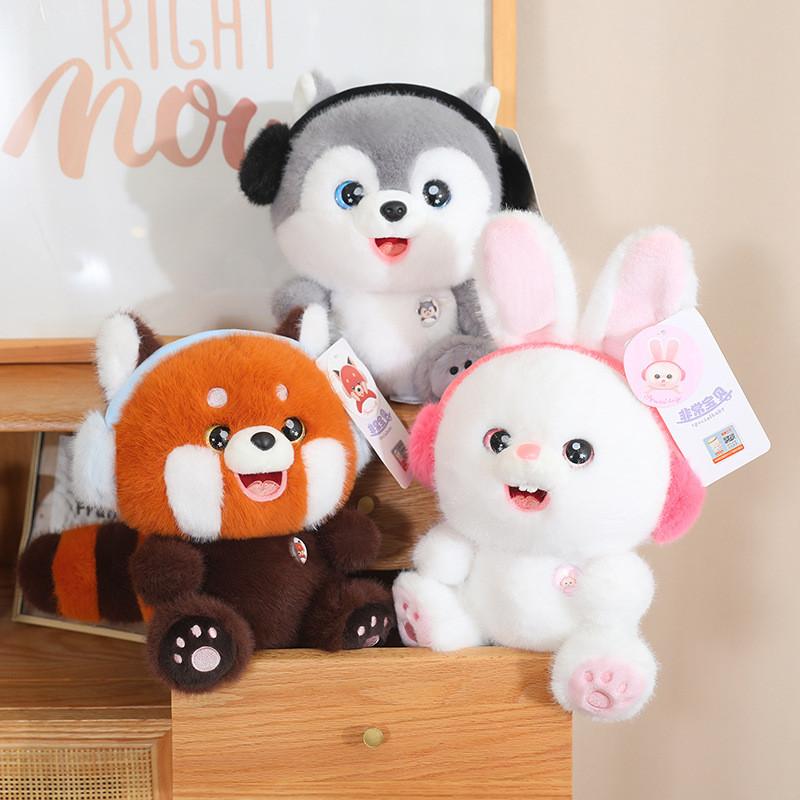 Soft Playful Plush Panda Raccoon Bunny Doll Cozy Stuffed Animal For Kids