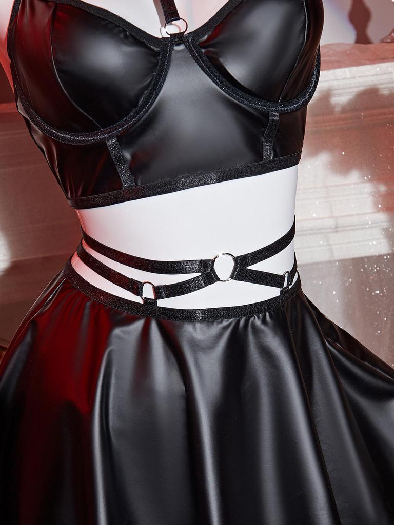 Cross-Border Sexy PU Leather Lingerie Temptation Uniform Set