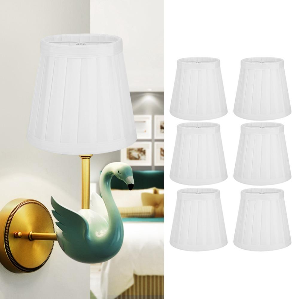 

6PCS Fabric Chandelier Lampshade Clip On Drum Lamp Shade Small Replacement Lamp Covers Wall Lamp білий