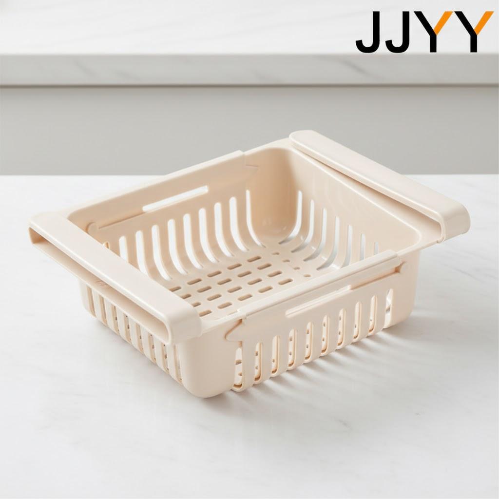

Multifunctional Retractable Refrigerator Organizer Storage Rack Kitchen Drawer Fresh Keeping Drain Basket Home Storage Solutions бежевий
