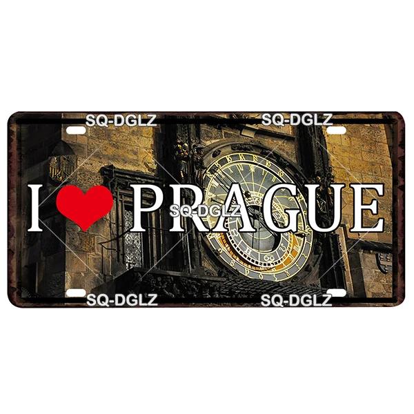 Europa Stadt 15x30CM Schild Metallschild Vintage Plakette Blechschild Wanddeko Für Bar Land Irland/Paris/Prag Poster
