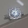INS TK Fashion Geometric Rings For Women Exquisite Shiny Cubic Zirconia Silver Color Wedding Engagement Fashion Jewelry Gift