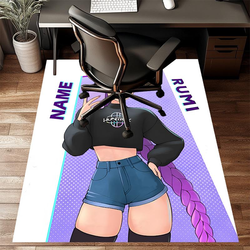 Custom KPop Demon Hunters Mat Personalized Name, Polyester Washable Indoor Entryway Rug, Gift for Christmas, Easter, Thanksgiving Day