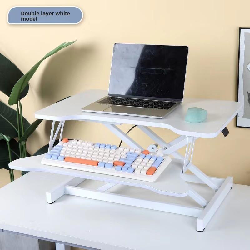 Pneumatic Standing Desk Laptop Table Foldable Adjustable Height Office Desktop Riser for Computer Notebook Workstation