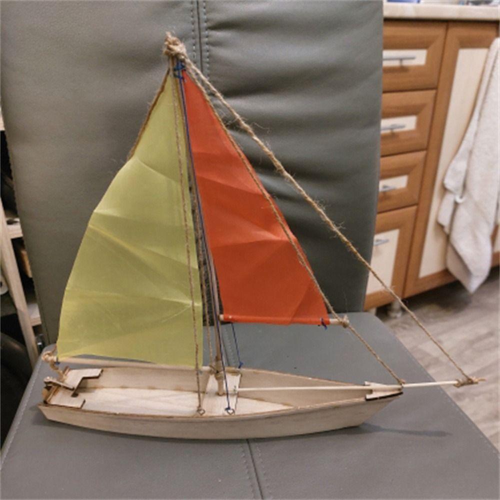 Kids Gifts Brain-training Building Kits Sailing Model Wooden Boat Model Self-propelled Sailing Toy