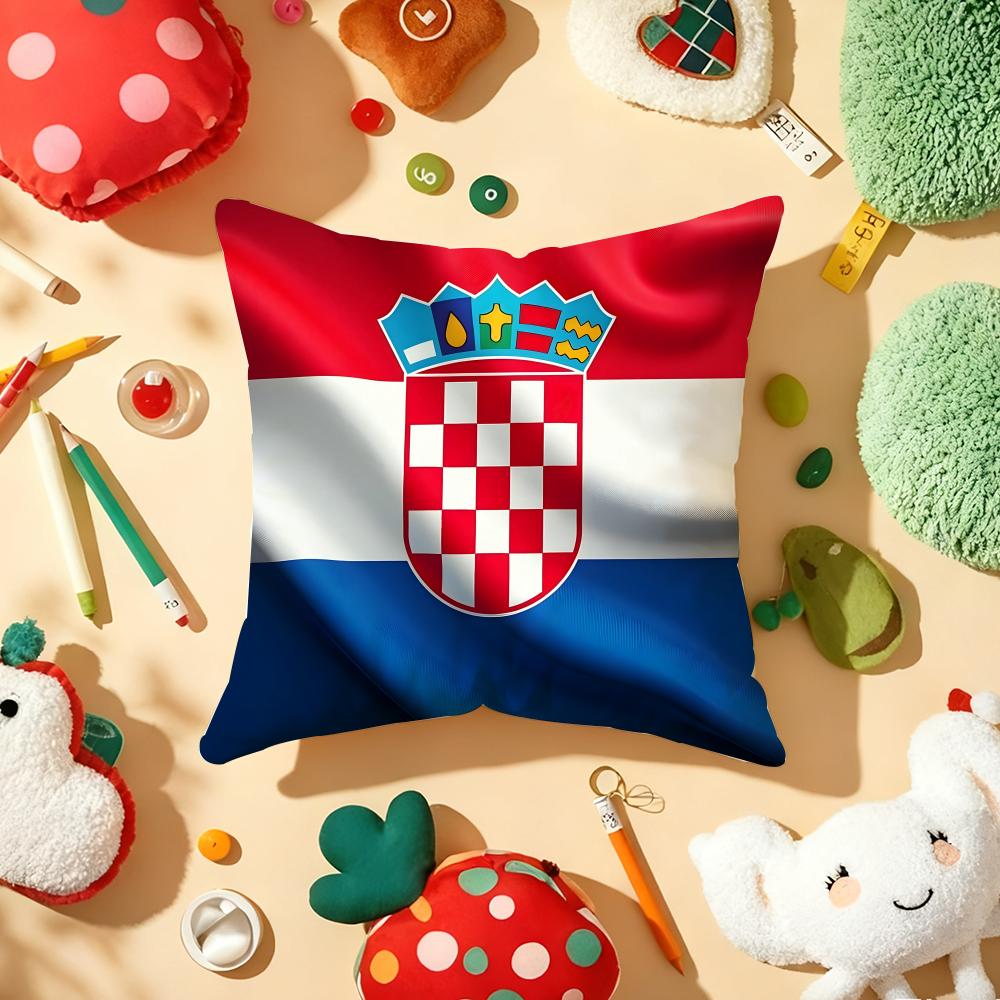 Republic of Croatia Flag Cushion Cover Plush Fabric Soft DoubleSided Printed Sofa Warm Winter Home Gift Pillow Cover