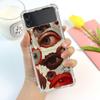 Scary Face Eyes Smiley Case For Samsung Galaxy Z Flip 3 4 5g Funda Z Flip3 Clear Pc Hard Shockproof Back Phone Coque Shell