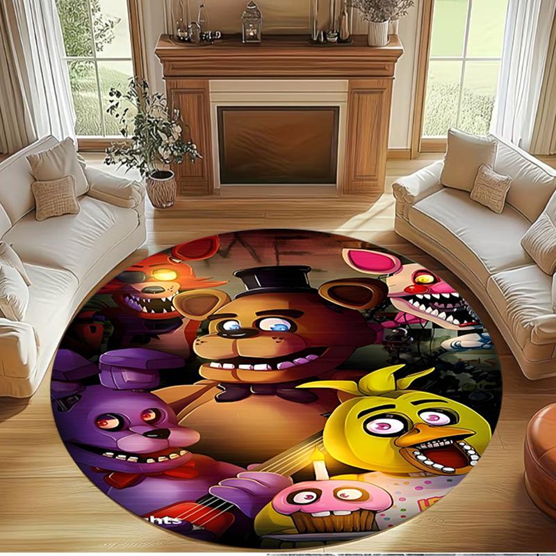 Five Nights at Freddy's Print Round Rug, Washable Floor Carpet, For Entryway Dorm Laundry Room Office Study, Home Decor Birthday Christmas Gift