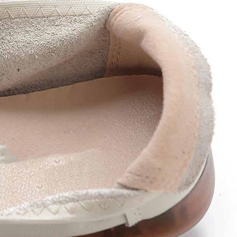 Äkta Läder Mjuka Botten Skor Medelålders Damskor Vår och Höst Halkfri Botten Rund Tå Platt Botten Låg Utskärning Damskor