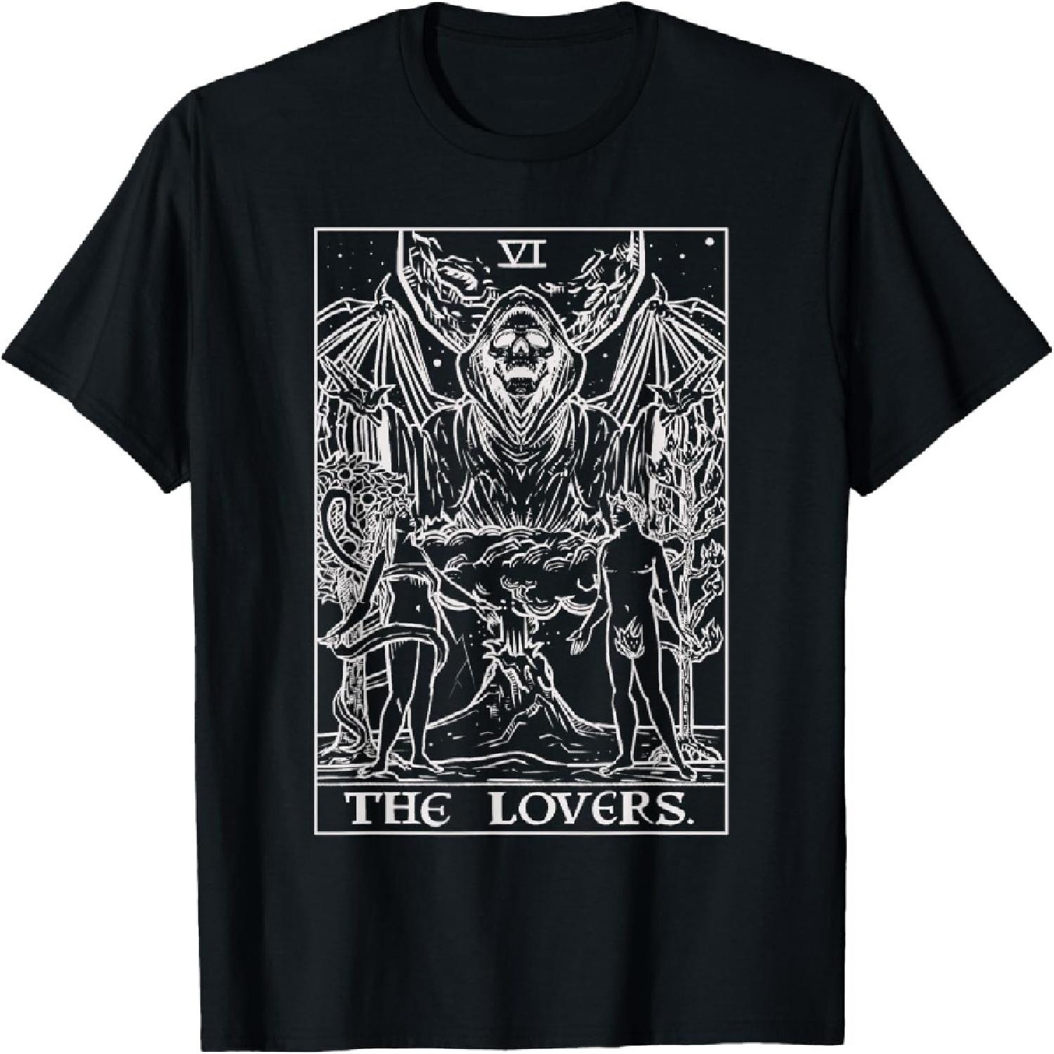 The Lovers Tarot Card Halloween Grim Reaper Gothic Horror T-Shirt XXXXXL разноцветный