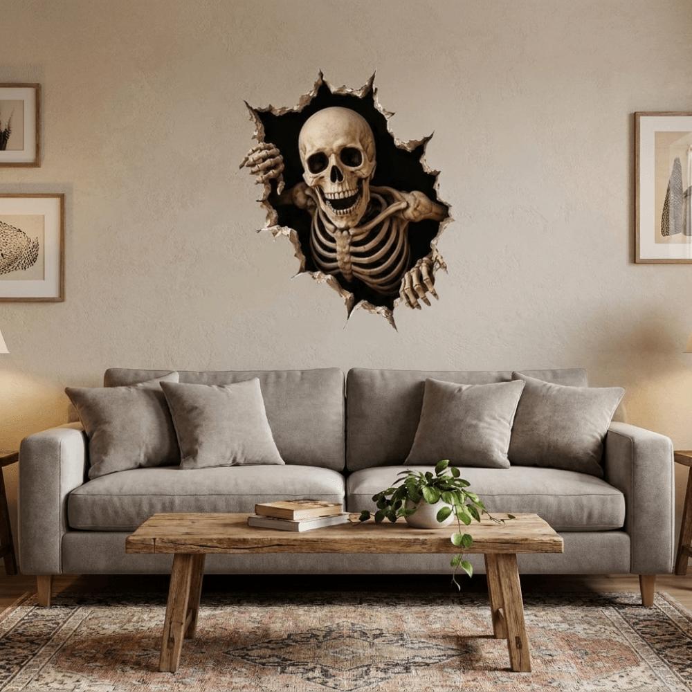 Self-Adhesive Ghost Pumpkin Wall Decal Waterproof Halloween Skeleton Wall Stickers Living Room