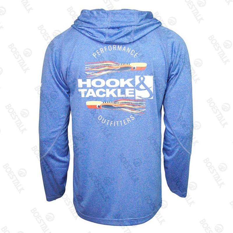 Hook Tackle UPF50 Fishing Shirt Ice Silk Lightweight Breathable Long Sleeve Hooded Men Outdoor Angling