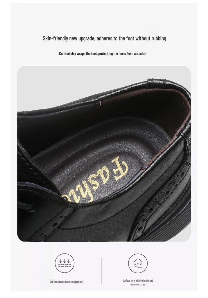 Men's British Style Genuine Leather Lace-up Shoes, Non-Slip & Breathable, Soft Sole, Large Sizes 45-50.