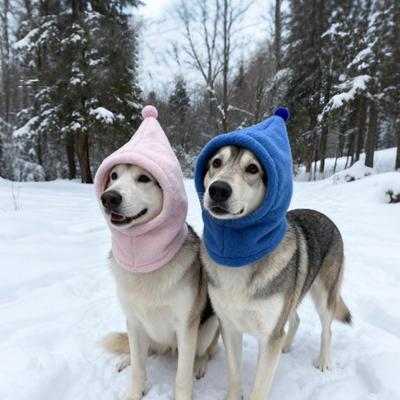 Fleece Haustier Verwandlungshut Hoher Kragen Einfarbig Haustier Ohrenschützer Winddicht Bequemer Beruhigungshut für Hunde Katzen