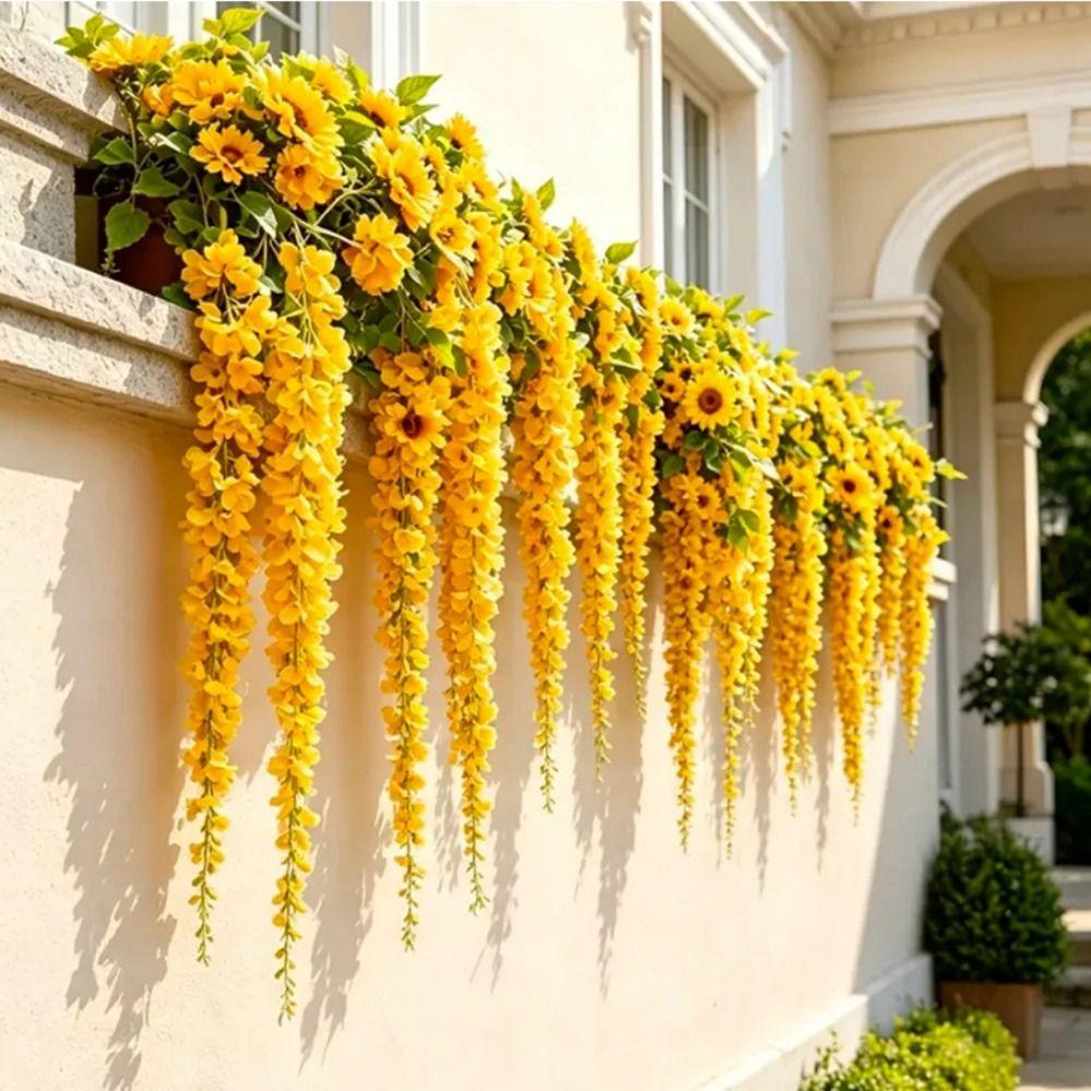 Multicolor Sunflower Simulated Flower Vines Cherry Flower Faux Flower Vine  Wedding Decoration