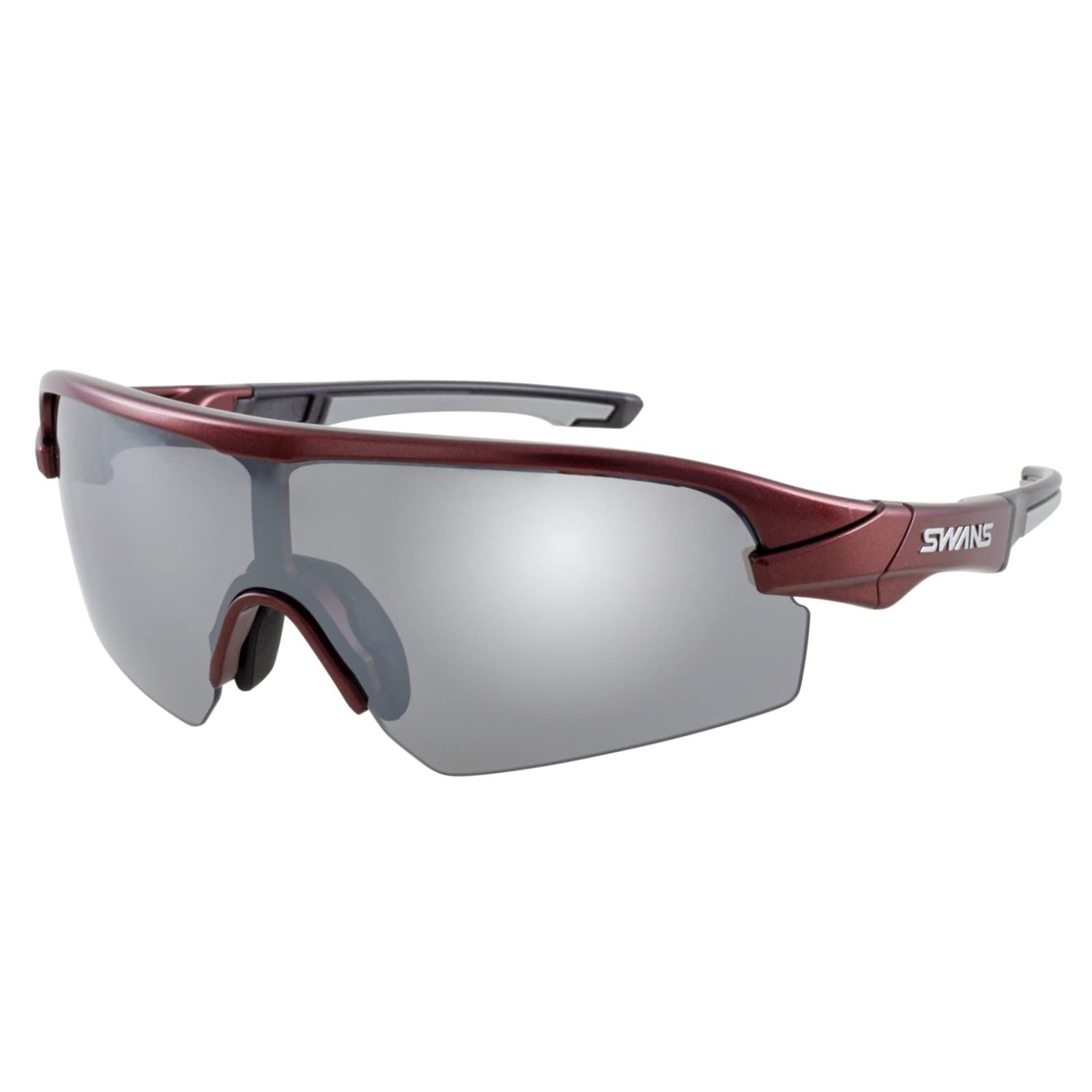 

SWANS Sports Sunglasses STRIX MER Made in Japan Polarized Lens Dark Metallic Mirror x Polarized Smoke Back D.A. AMZ-STX DA-3151 Red/Silver (Multi