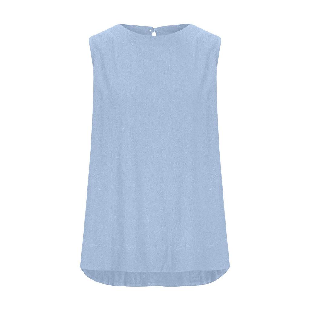 2024 Women's Plus Size Sleeveless Cotton-Linen Casual Top