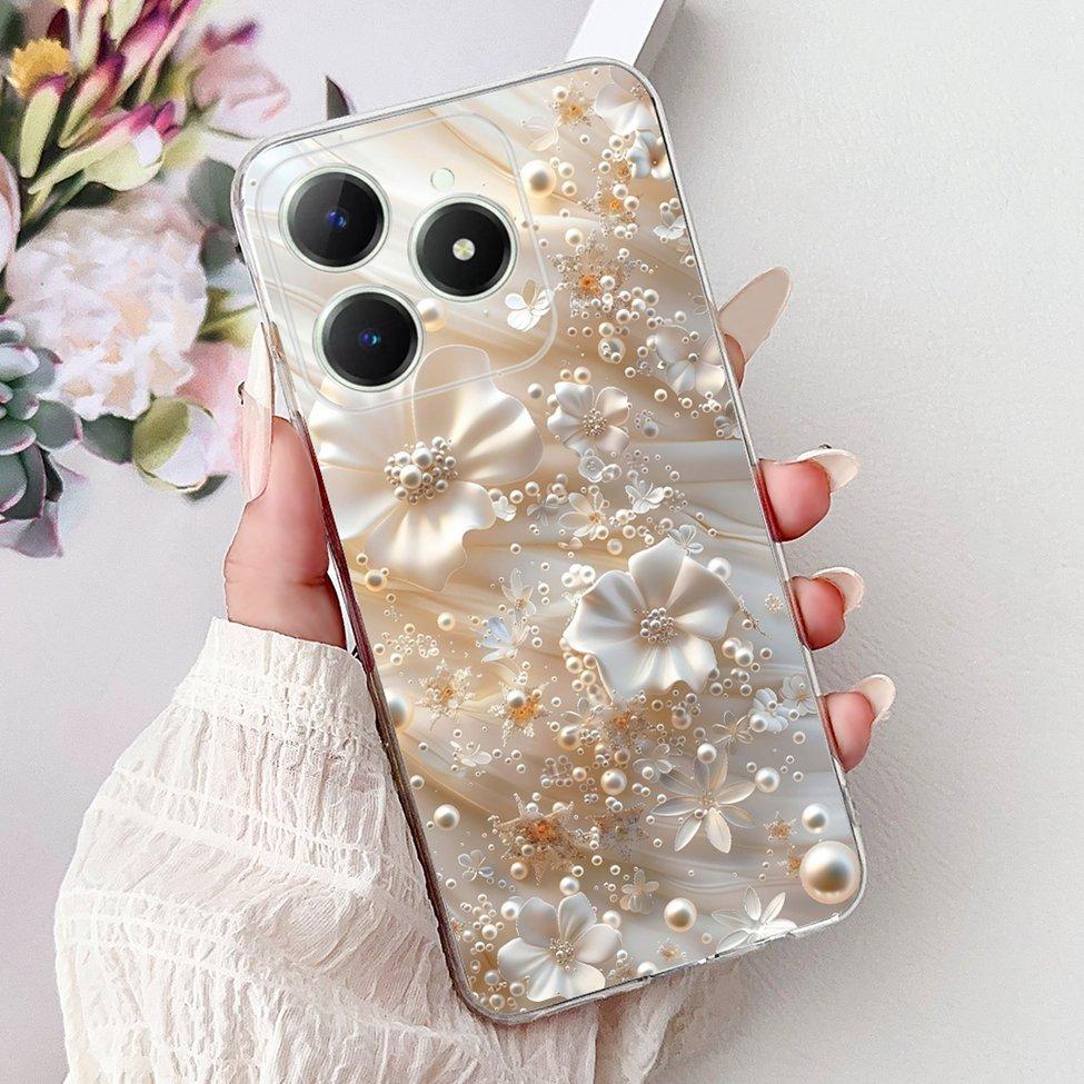 4G Clear For Realme Note 60 Case RMX3933 Luxury Butterfly Love Flowers Cool Lion Painted Phone Case For Realme Note 60X RMX3938