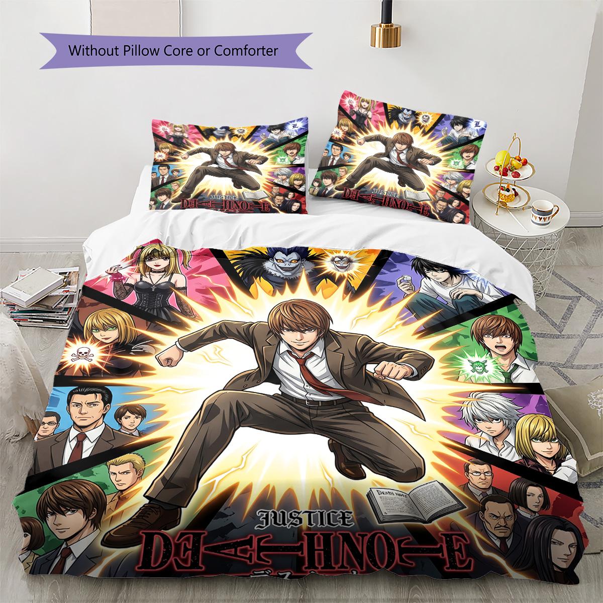 

Death NotePattern Bedding Quilt Set Quilt Cover Pillowcase Home Decoration Birthday Gift (1 * duvet cover + 2 * pillowcase, without core) 135x200cm