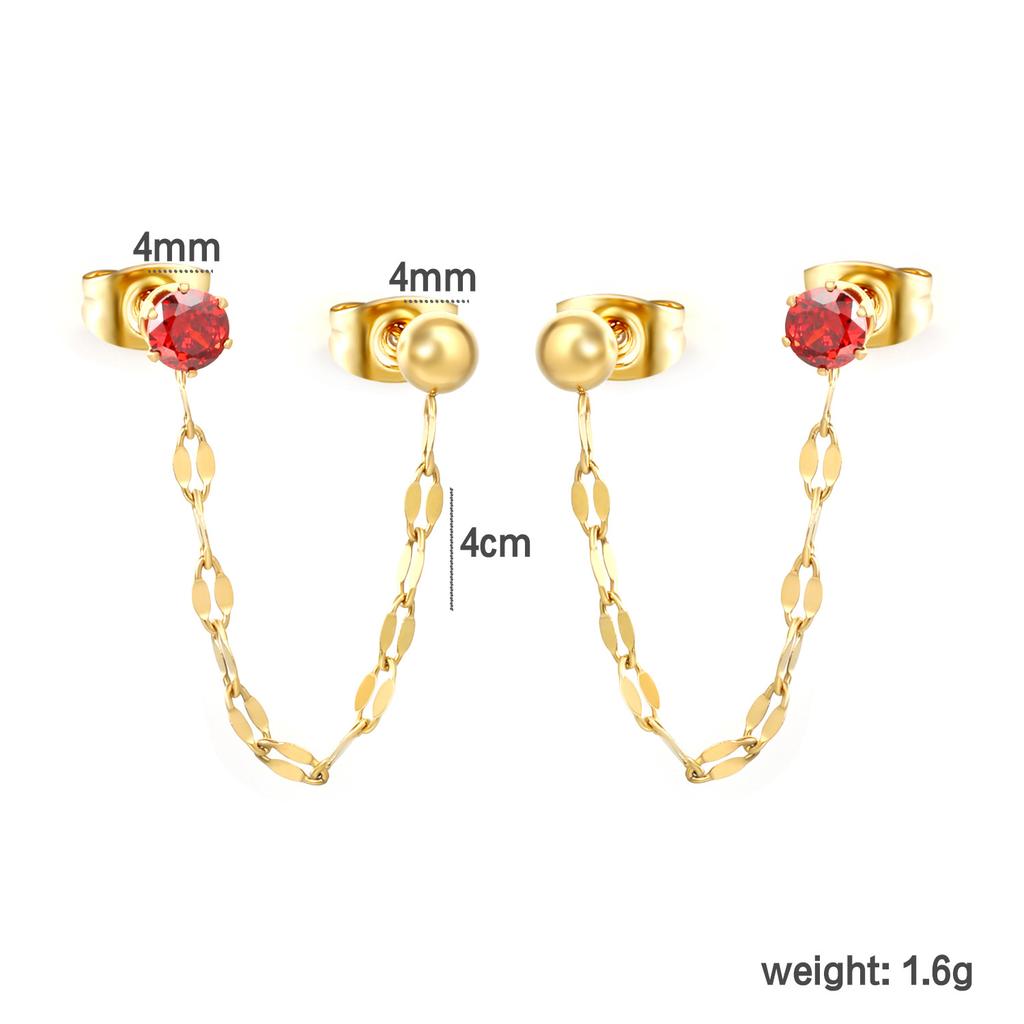 Personalized Long Heart Drip Oil Screw Ear Bone Studs Double Ear Piercing Earrings for Women