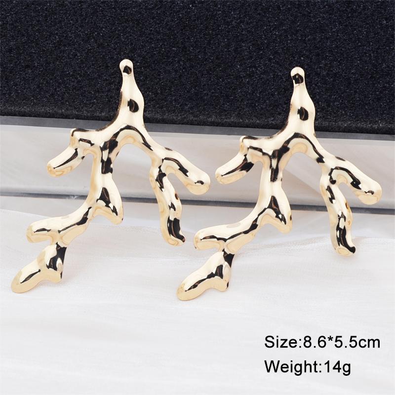 

2025 New Irregular Women s Hanging Earrings Gold Color Metal Branches Leaf Shape Hollow Geometric Statement Hiphop Rock Zircon