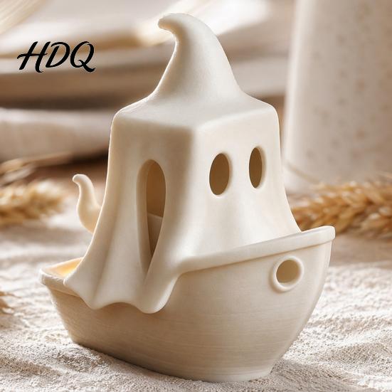 Long-lasting Ghost Figure 3D Printed Ghost/Pumpkin Boat Figurine Creative Ornament Mini Pumpkin Ornament Desktop Decoration Fun Gift for