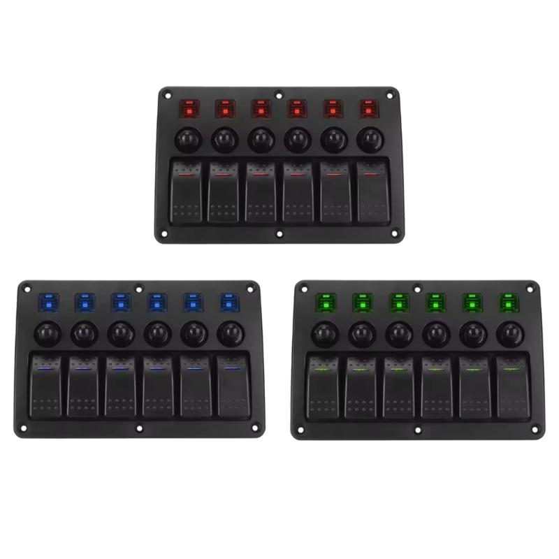 Marine 12V-24V Waterproof 6 Position Rocker Switches Panel Toggle Switches With Electric Safety Waterproof Design