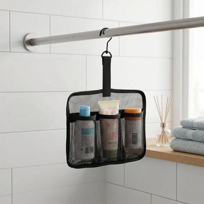 Portable Hanging Rotatable Hooks Lightweight Mesh 3‑Compartment Toiletry Bag Open Top Travel Gym Camping Storage
