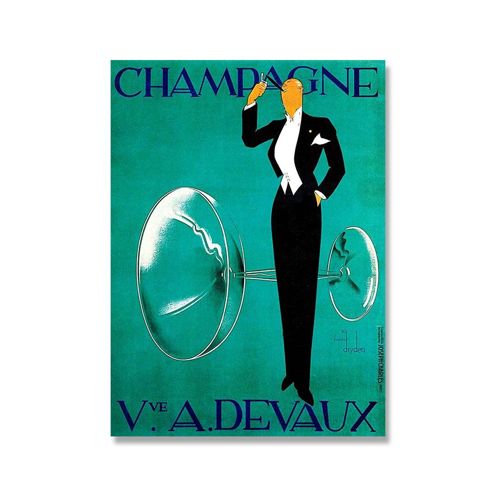 

Винтажные шампанское Devaux постеры Regals Cherry Brandy Girl принты Алкоголь настенное искусство холст картина картина для декора кухни бара 21x30cm No Framed жёлтый