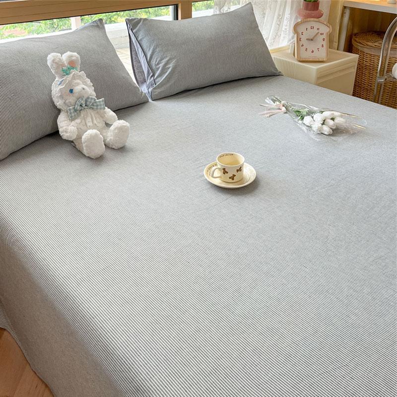 Minimalist Striped Thick Solid Bed Sheet For Single Double Household & Student Dormitory Bed