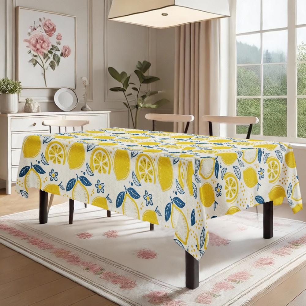 Lemon Pattern Rectangle Table Cloth for Table Decor Kitchen Dining Waterproof Reusable Tablecloth for Tables Holiday Party