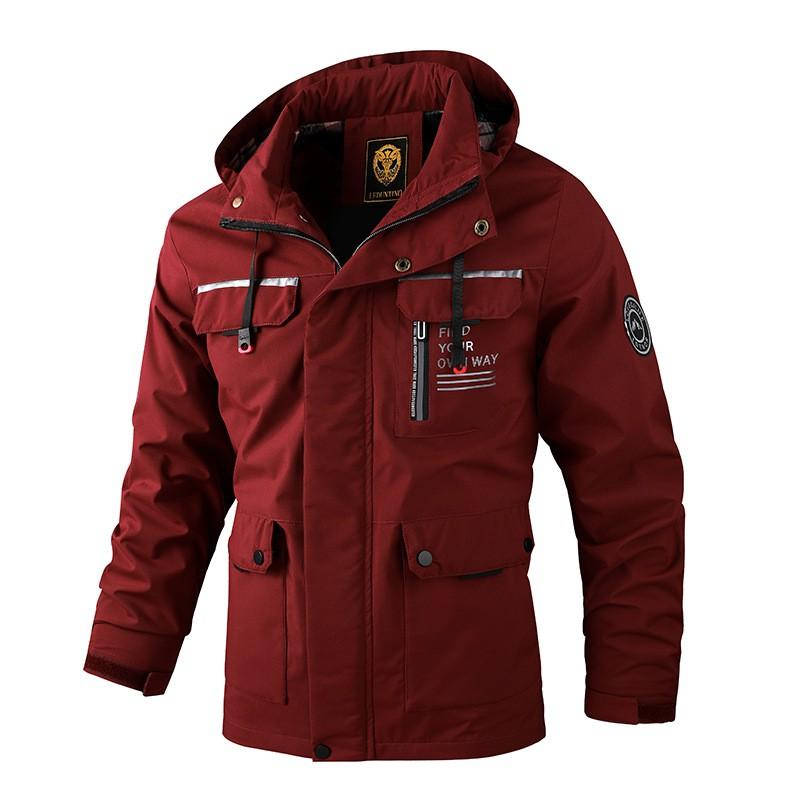 Mens Hooded Casual Jacket Lightweight Windproof Water Resistant Outerwear Solid Color Urban Style