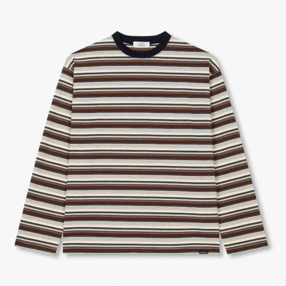 STudio Tomboy Men STripe Long Sleeve T shirT 91m6322811 Braun/M