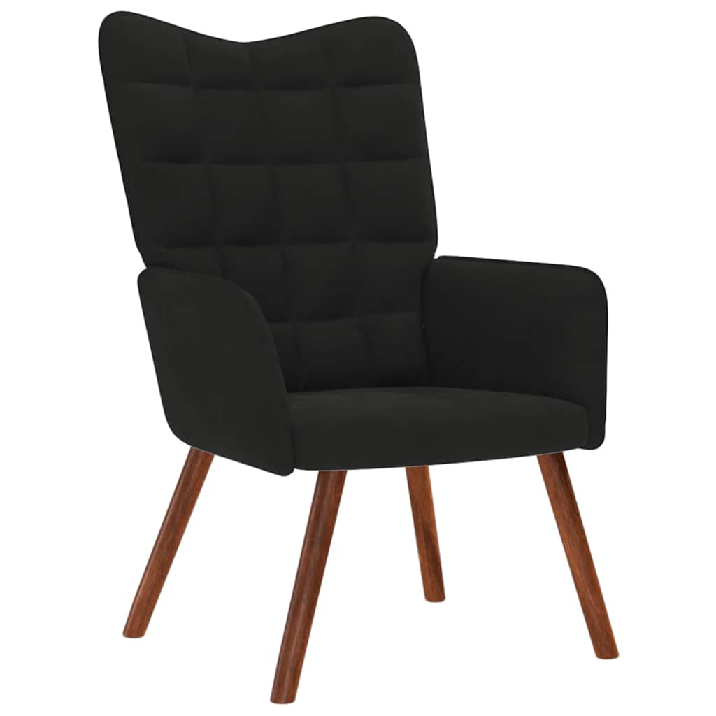 Relax Chair with Footstool Black Velvet