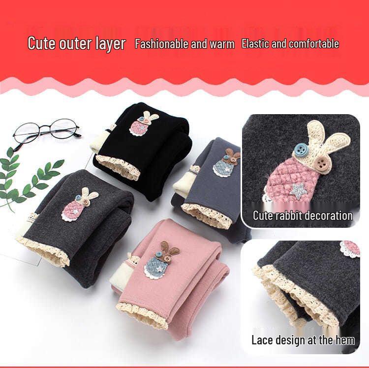 Mädchen Samtbasis Cartoon Schichthose Stilvoll Warm Für Herbst Winter