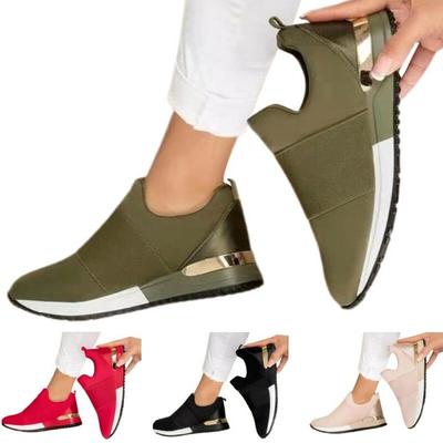 Pure Color Sportschuhe Low Heel Sneakers Damen Damen Mode Stricktrainer Schuh