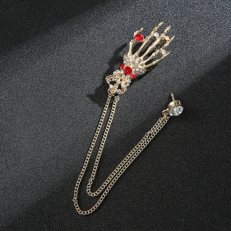 Men's Vintage Wings Brooch: Korean Chain Lapel Pin & Flower Corsage Badge.