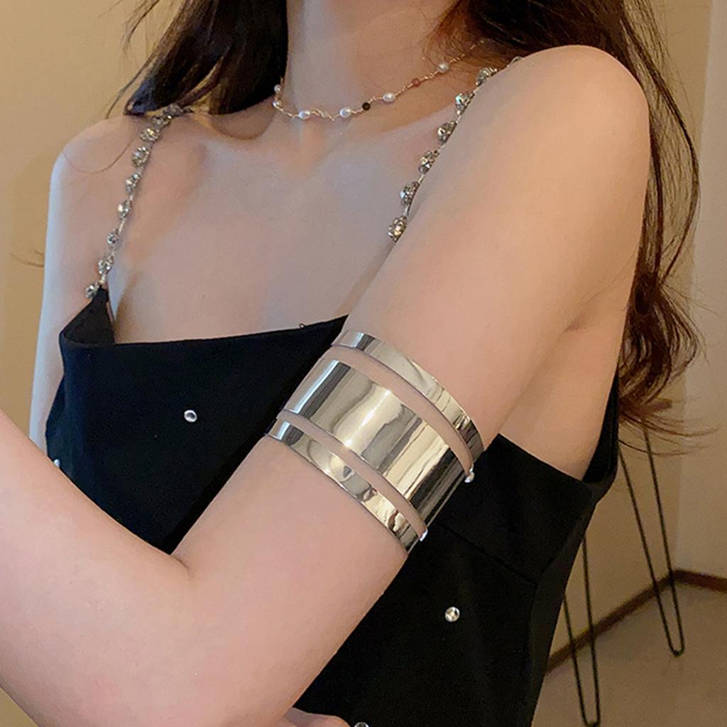 Metallic Arm Bracelet Armlet Bangle for Women Upper Arm Cuff Bracelet Adjustable Armband Wedding Party Arm Accessories
