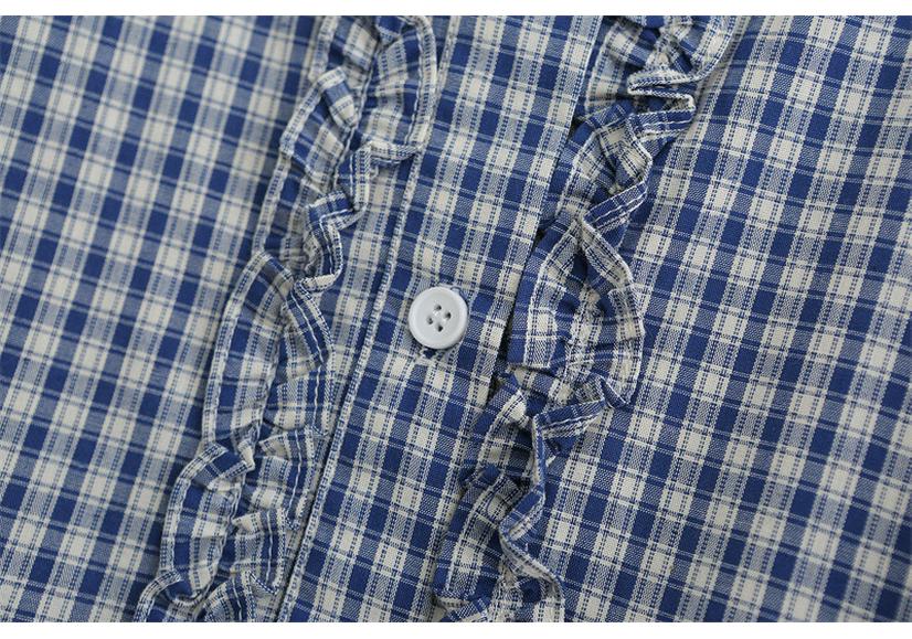 Plaid Plus Size Women's Long Sleeve Lace Round Neck Cardigan - Spring 2026