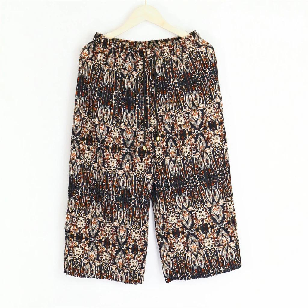 Dlouhé Volné Kalhoty Sloní Nohy Nastavitelný Elastický Pás Šňůrka Ženy Muži Unisex Potisk Thajsko Ležérní Streetwear Pláž Léto Bohémský Retro Vintage