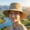 Summer Fishing Hat Men's Big Brim Hat Outdoor Solid Color Sunscreen Hat Travel Sun Hat