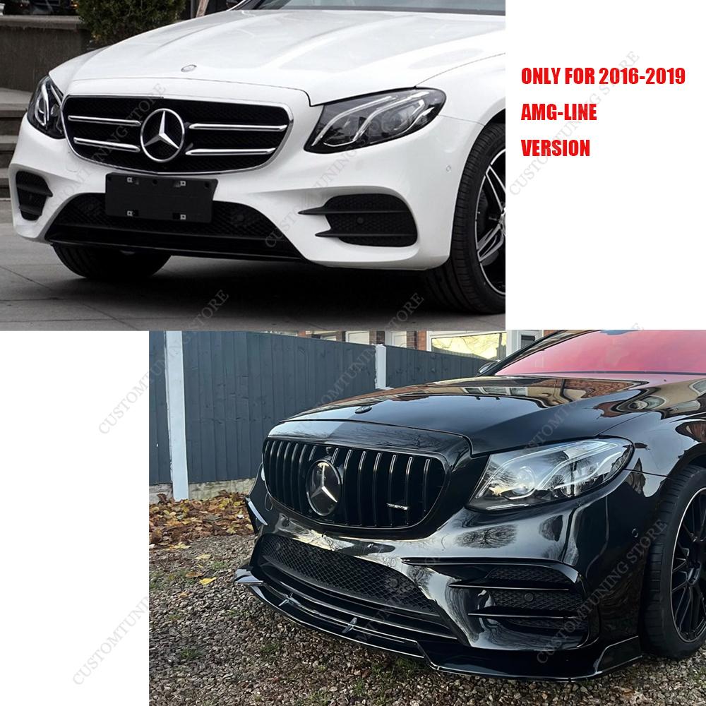 Spoiler Anteriore Lucido Lip Splitter Diffusore Per Mercedes W213 E LINEA AMG E300 E400 E450 E43 E53 Pre-facelift 2016-2019