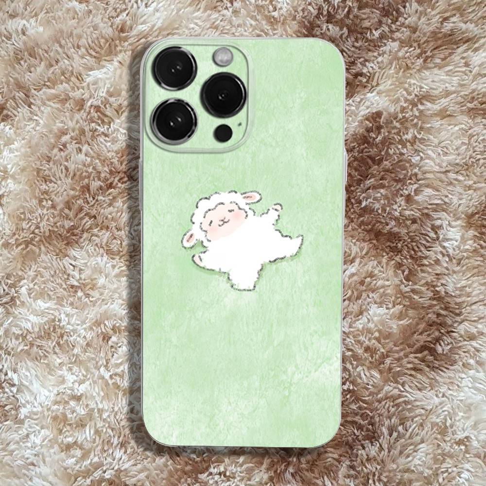 Cute Sheep Phone Case For iPhone 16,15,14,13,12,11 Pro,Max,Plus,X,XS,XR,SE4,E Mini Transparent Soft Cover